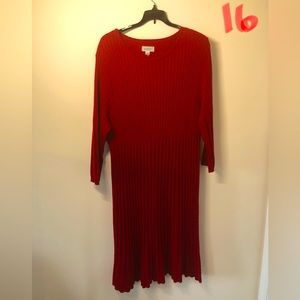 Red long-sleeve sweater dress plus size (22/24) Avenue (#16) great condition